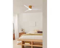 CREATE - Stille plafondventilator 100% hout 40W (Ø132cm) - Met licht LED - Afstandsbediening - 6 snelheden - Programmeerbaar - WIND CALM CUSTOM WOVEN