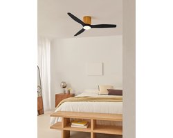 CREATE - Stille plafondventilator 100% hout 40W (Ø132cm) - Met licht LED - Afstandsbediening - 6 snelheden - Programmeerbaar - WIND CALM CUSTOM WOVEN
