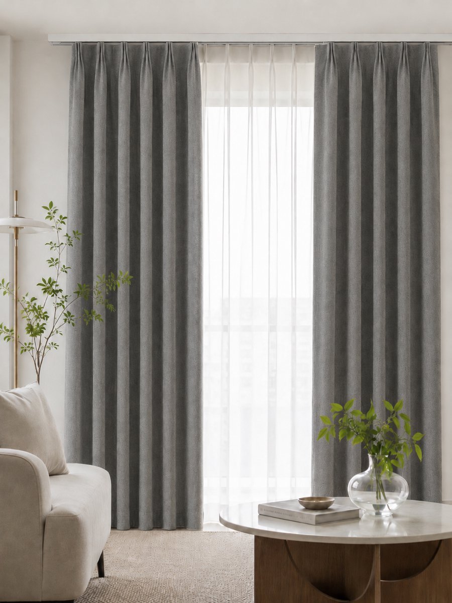 Everyday Elegance Royal – Luxe Gordijnen met haken – 480 GSM 100% Verduisterend & Thermisch – Grijs – 140x250 CM