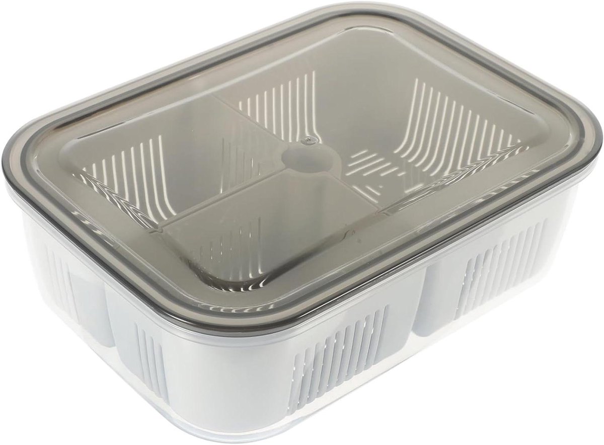 Koelkastcontainers Specerijen - Gember Knoflook - Keuken Organiseren - Compact Lekvrij - 20.50X15.00X6.50CM - Wit