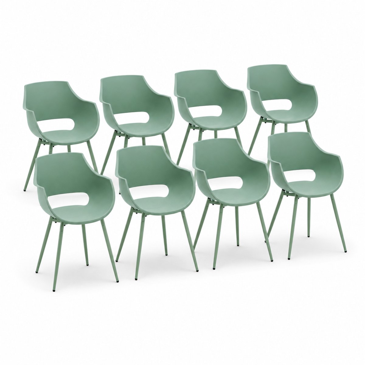 DS4U® - Louis tuinstoel - Set van 8 - Groen - Kunststof - Kuipstoel