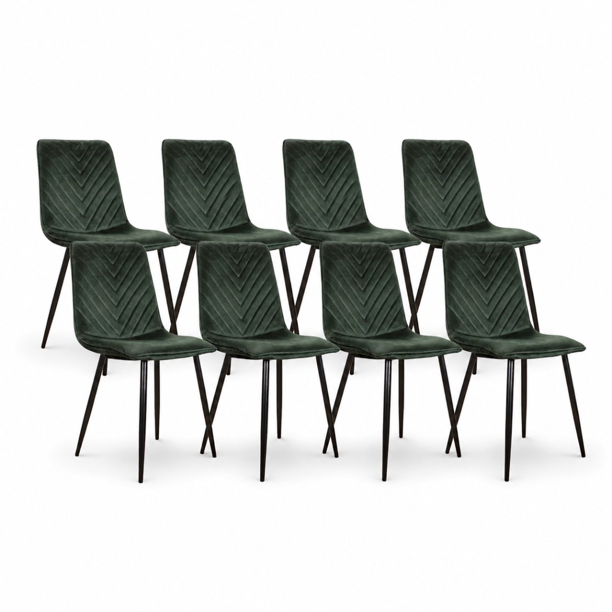 DS4U® - Gaby eetkamerstoel - Set van 8 - Groen - Velvet