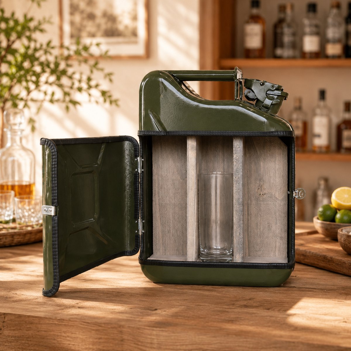 Jerrycan Bacardi Giftset - Groen - 10L - Mancave Thuisbar Meubel - Origineel Cadeau