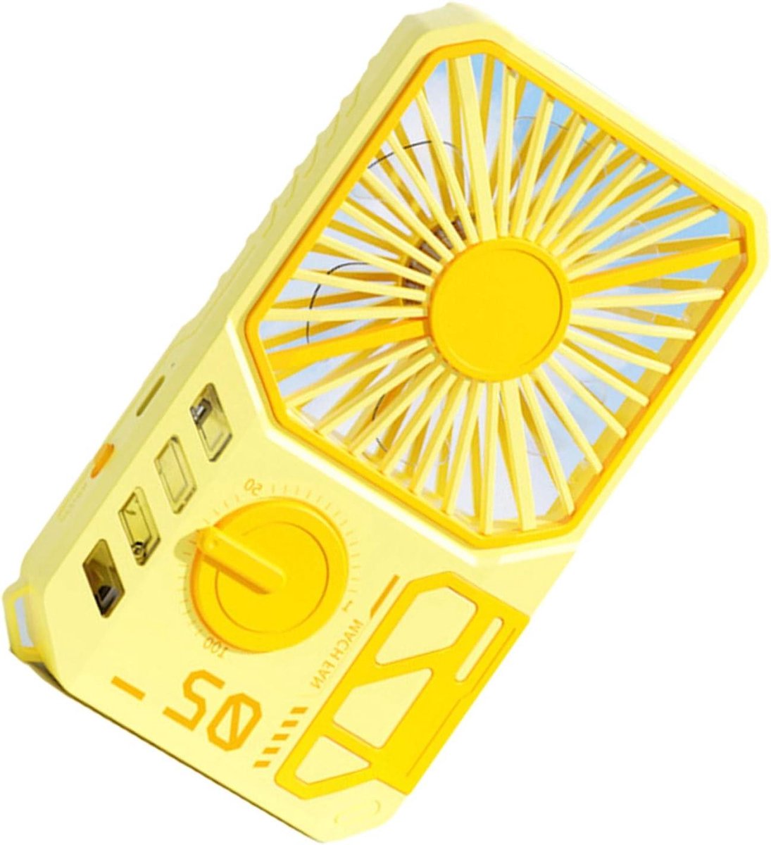 Persoonlijke Handventilator - Draagbare Koeler - Buiten Koel Blijven - Traploze Snelheidsregeling - 13.3 cm - Citroengeel