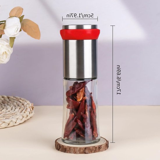 RVS Chili Molen met Glazen Reservoir voor het Snijden van Chili en Kruiden, Perfect voor Keuken en Koken van rvs — afbeelding 5