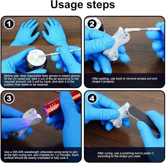 Licht Uithardende Putty - Reparatie Vulstof - Ambachten en Reparaties - Snelle Stolling - 50G Kit - Niet gespecificeerd — afbeelding 4