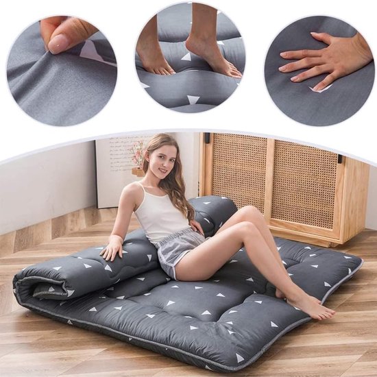 Japanse vloermatras - Verdikte tatamimat/slaapmat - Opvouwbare oprolmat - Vloerlounger voor jongens en meisjes (studentenkamer) - Zwart,C,90X200cm — afbeelding 2