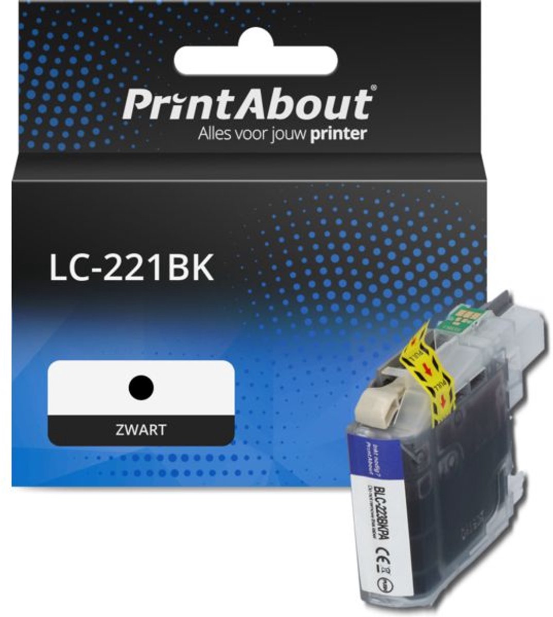 PrintAbout huismerk Inktcartridge LC-221BK Zwart geschikt voor Brother