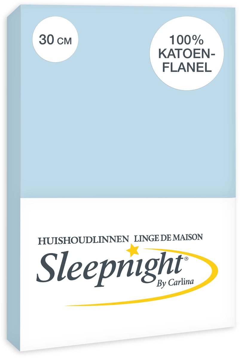 Sleepnight Hoeslaken Flanel 30 cm Hemelsblauw - 140 x 200 cm - [Blauw]