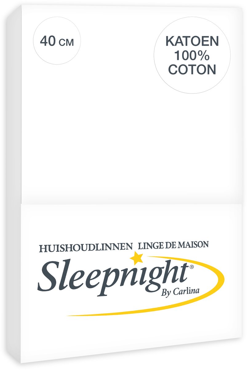 Sleepnight Hoeslaken Katoen 40 cm Wit - 90 x 220 cm - [Wit]
