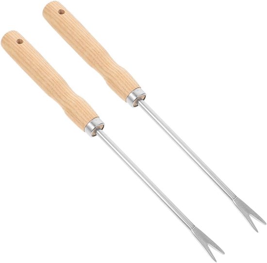 Wiedgereedschap met Houten Handvat - Onkruidsteker Tuin - Tuinieren Onkruid Verwijderen - Dubbelzijdig Ontwerp - 30 cm - Diverse Kleuren — afbeelding 2