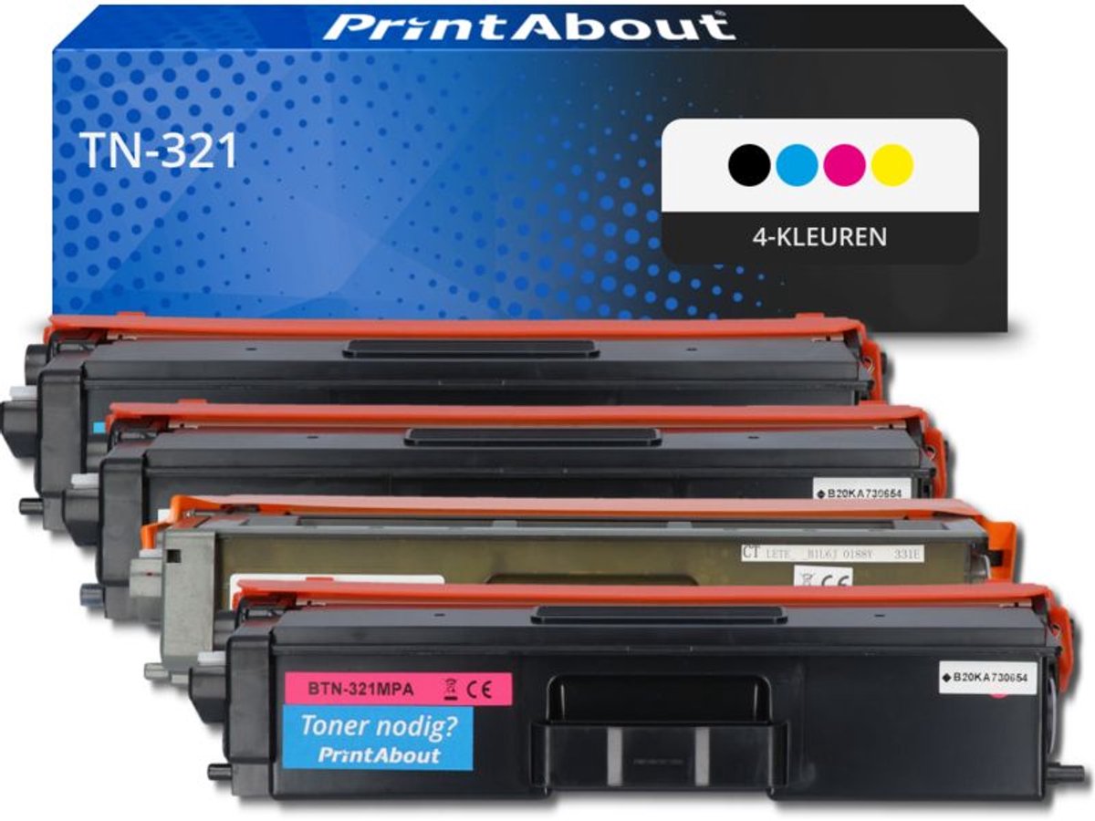 PrintAbout huismerk Toner TN-321 4-kleuren Multipack geschikt voor Brother
