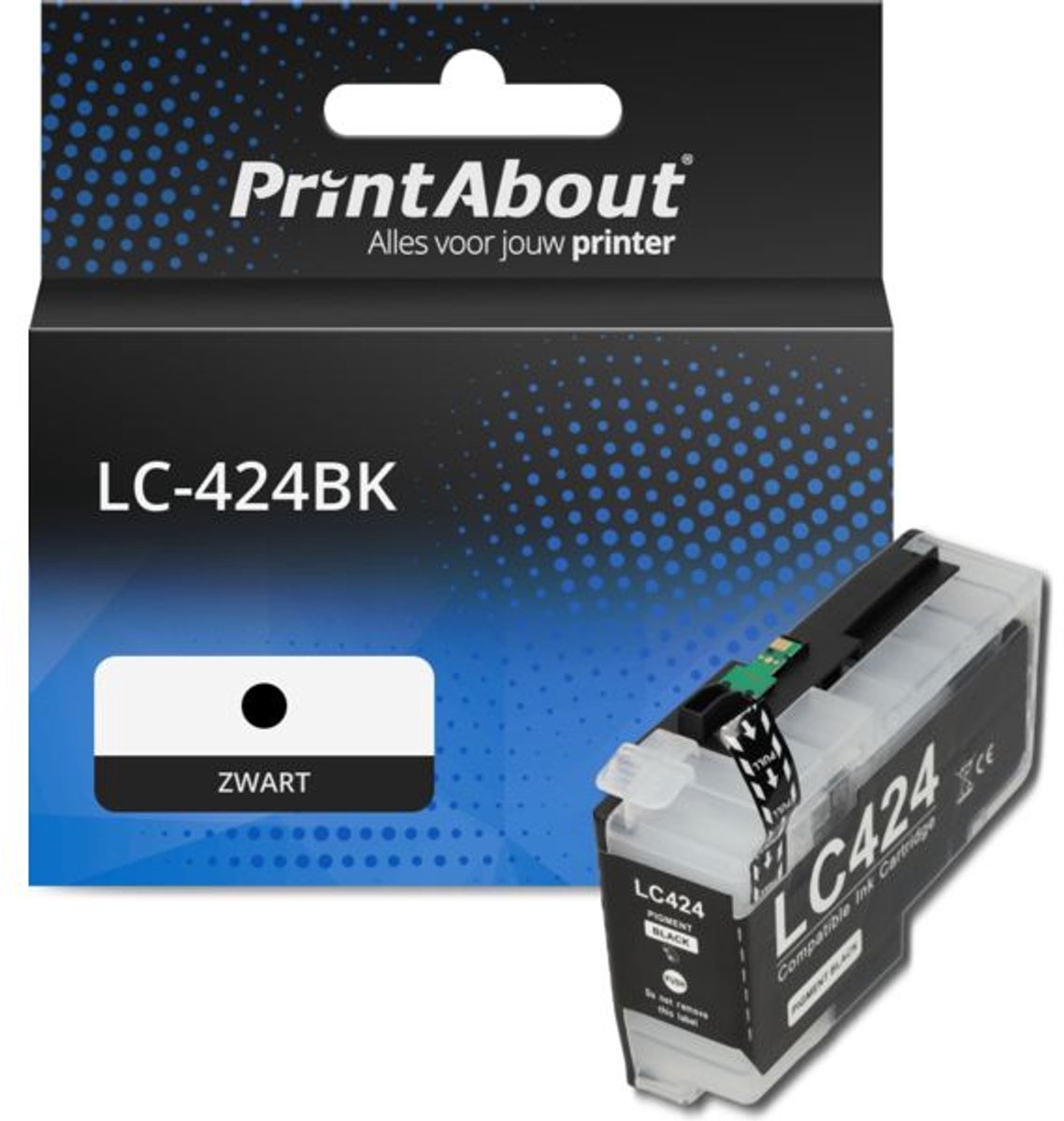PrintAbout huismerk Inktcartridge LC-424BK Zwart geschikt voor Brother