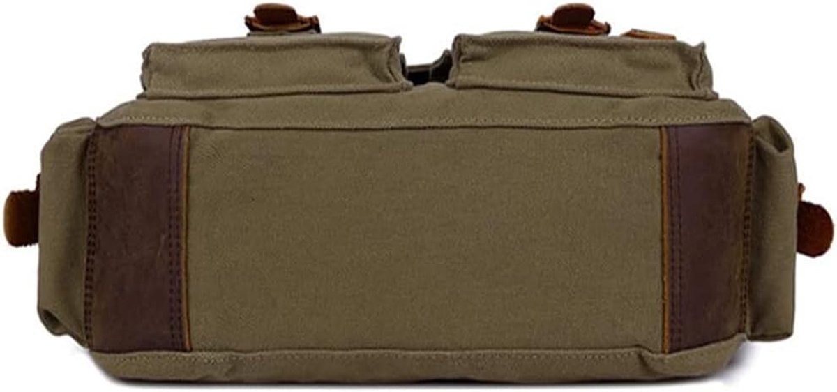 Vintage Militär Leder Umhängetasche Canvas Laptop Tasche Retro Messenger Taschen