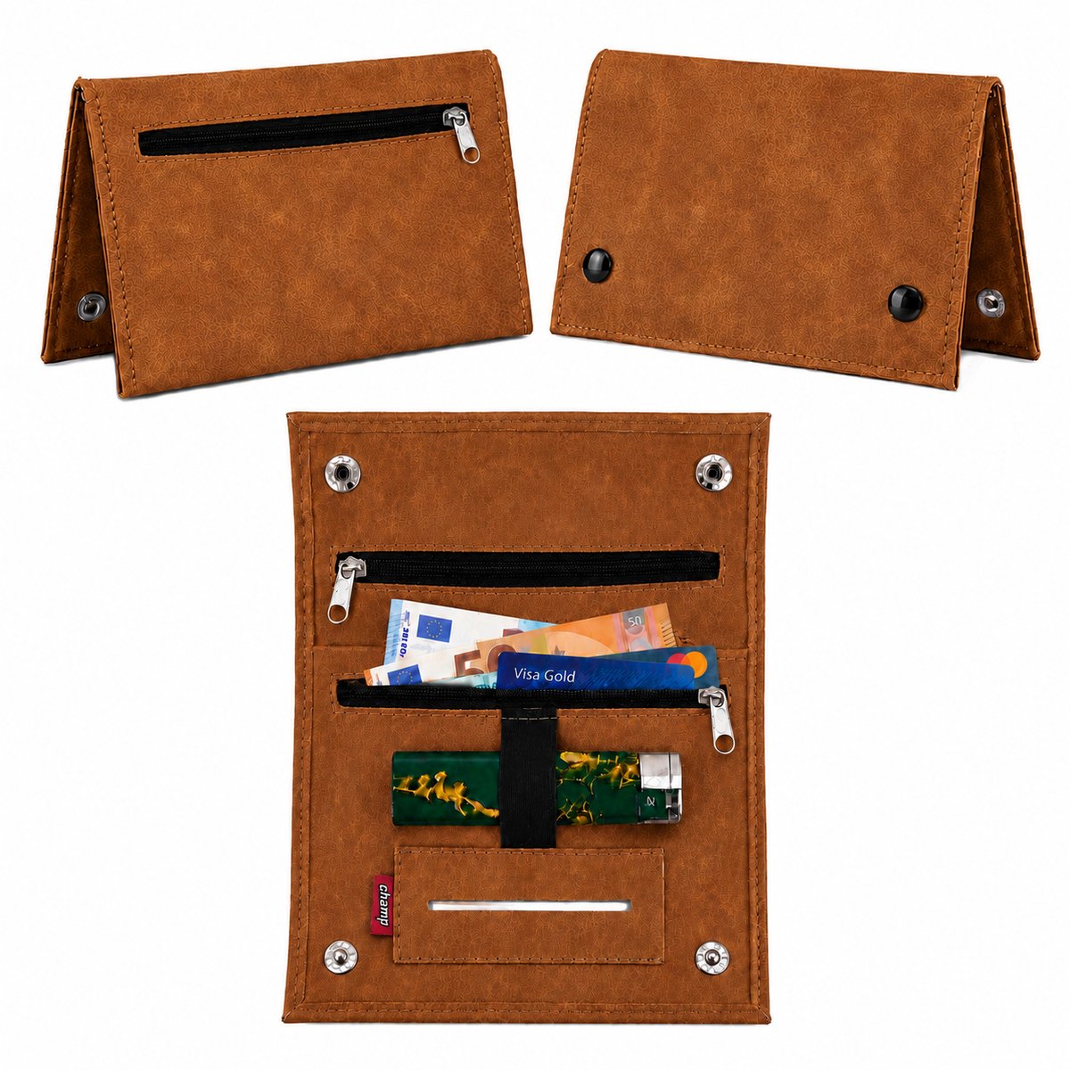 Champ Shag Etui - Tabak Etui - Kunstleer - 4 Vakken - Aanstekerhouder - Bruin
