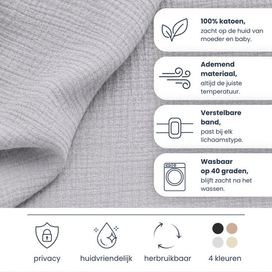 Sensibaby Borstvoedingsdoek - 100% Dubbellaags Katoen - Ademend en Verstelbaar - Beige — afbeelding 5