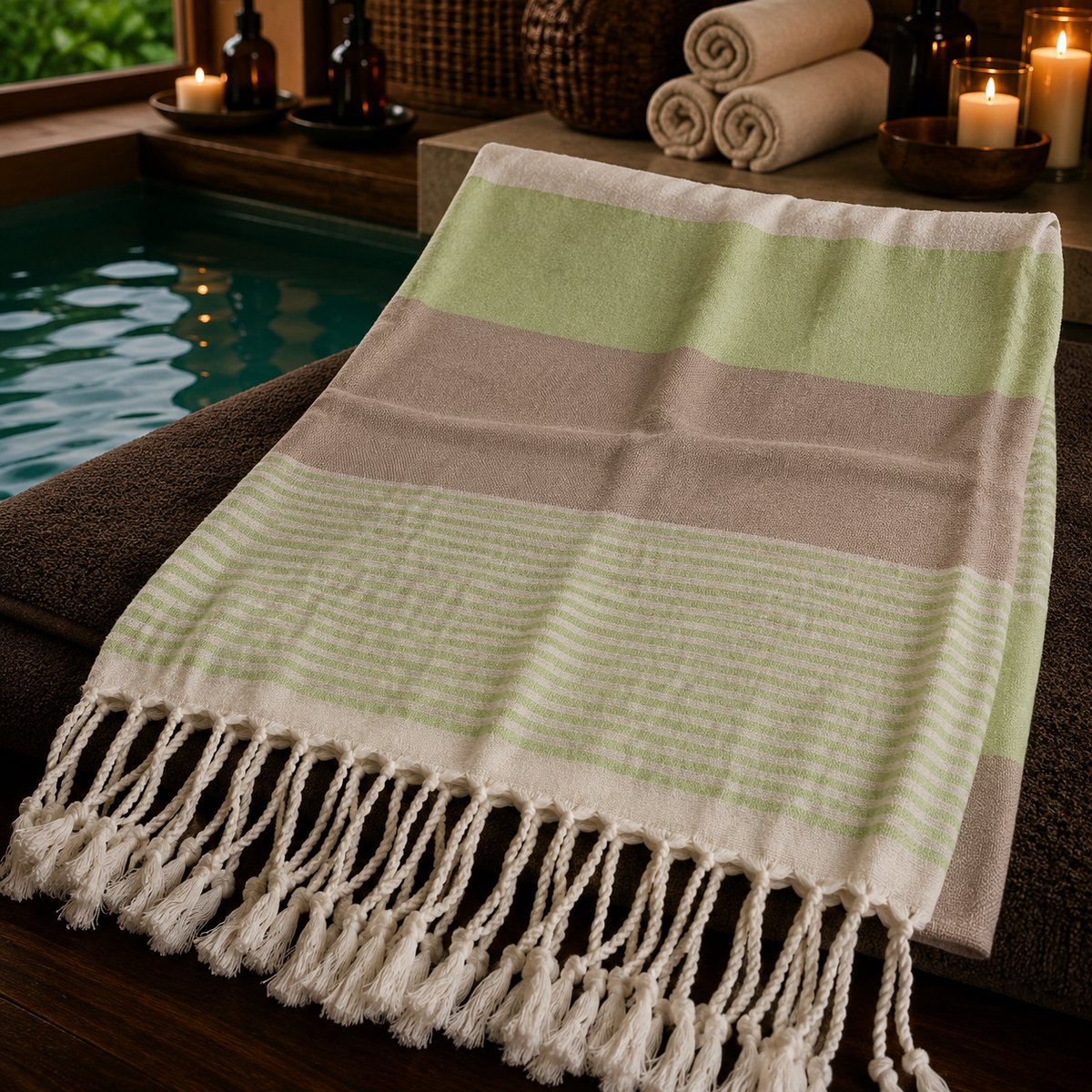 100% Katoenen Colorloop Hamamdoek – Turkse Handdoek & Strandlaken – Voor Sauna, Spa en Wellness