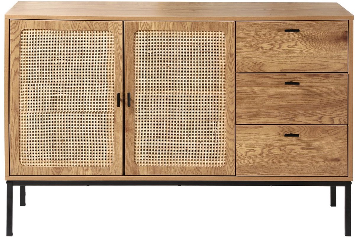 CaliCosy Dressoir met 2 deuren en 3 laden van rotan L120 cm - JAYA Houtlook