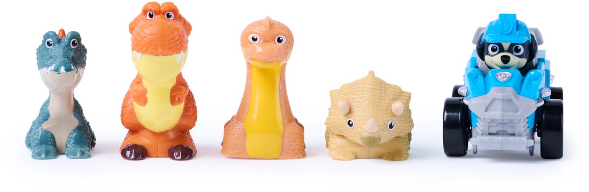 PAW Patrol - De Dino Film - Pup Squad Dino Crew met unieke Rex Pup Squad Racer en 4 dinosaurusfiguren — cadeau in Spellen & Speelgoed - foto 4