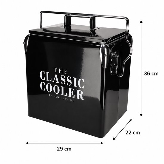 JENS Living Retro Koelbox Zwart 13L - Luxe Stijlvolle IJzeren Koelbox met Flessenopener van Merkloos — afbeelding 2