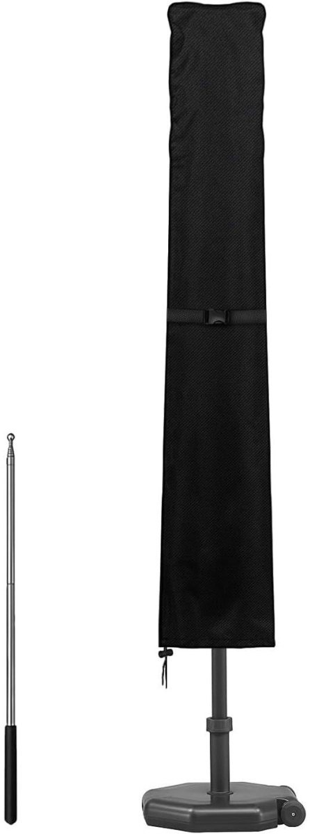 GelldG Hoezen voor tuinparasols - Waterdichte Parasolhoes - Beschermhoes voor Rechte Parasol - Geschikt voor Parasols van 2m tot 3m - Gemaakt van Oxford 420D Doek - Afmetingen 190x50x30cm - UV-bestendig en Windvast Zwart