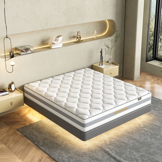 Matras 140x200 cm – 25 cm – Pocketveringmatras – 7-Zones – HR Koudschuim – H3/H4 Duo Hardheid – Orthopedisch – OEKO-TEX Gecertificeerd – Anti-Allergisch – 10 Lagen Hoogwaardige Materialen – Voor Kinderen en Volwassenen