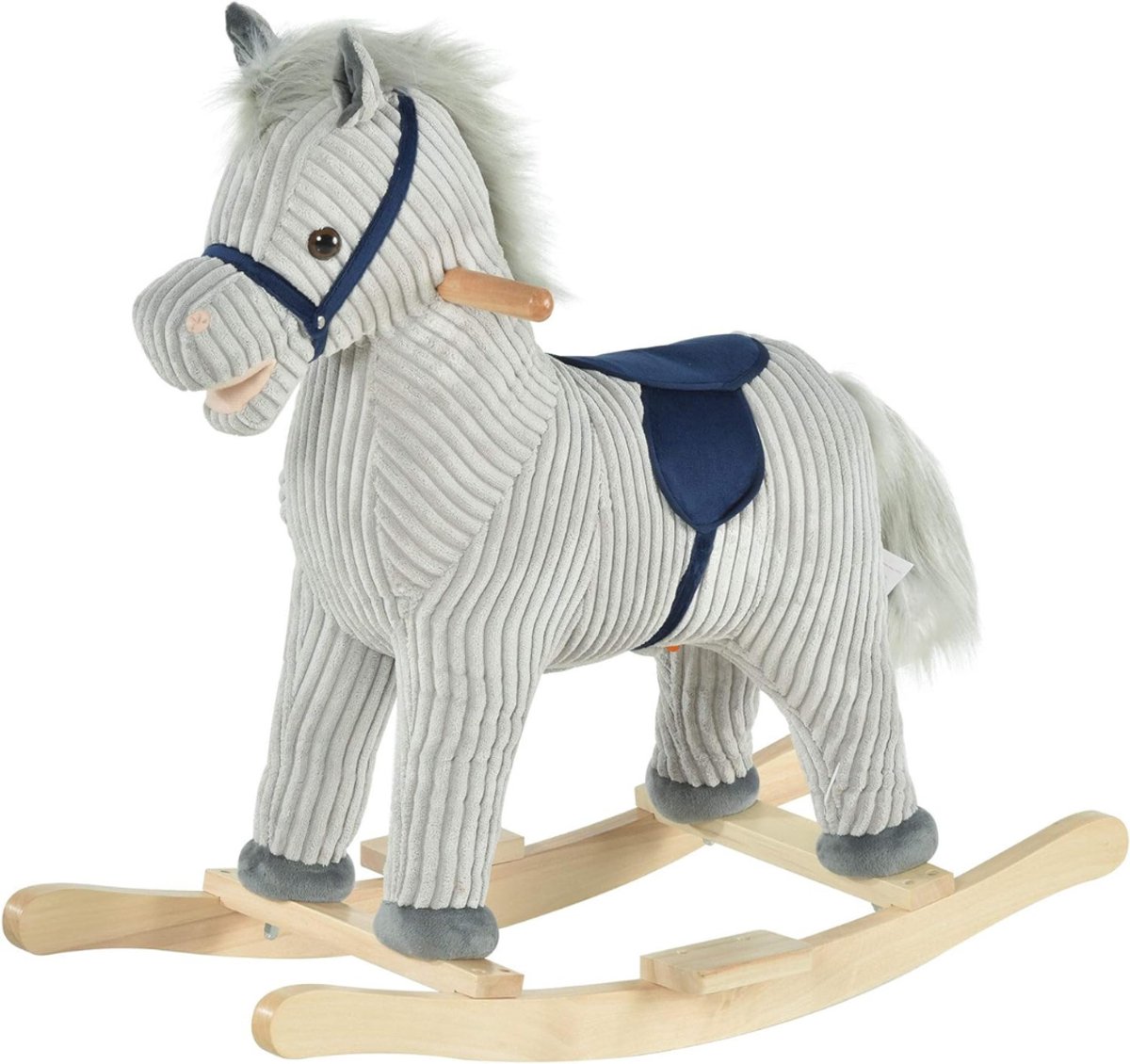 QIN® Hobbeldier - Schommeldier - Voor Jongens en Meisjes - 73x35x64cm - Grijs - 73cm x 35cm x 64cm