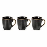 Koffiemokken 200ml Set van 3 – Zwart Gouden Mokken met Oor – Keramische Koffiemokken, Cappuccino Kopjes, Koffiekopjes, Theekopjes en Koffiebekers