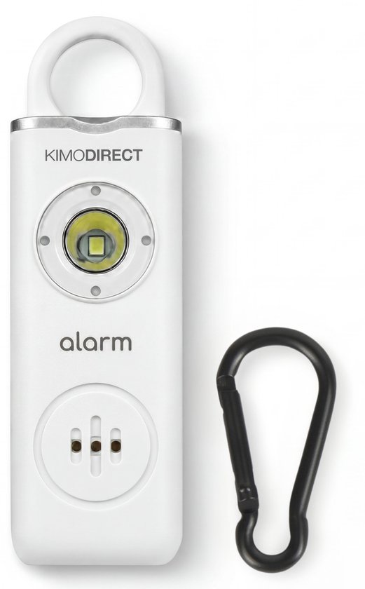 KIMO DIRECT Persoonlijk Alarm met Karabijnhaak - Alarm Sleutelhanger - Zelfverdediging - Vrouwen & Senioren - 130dB - Wit