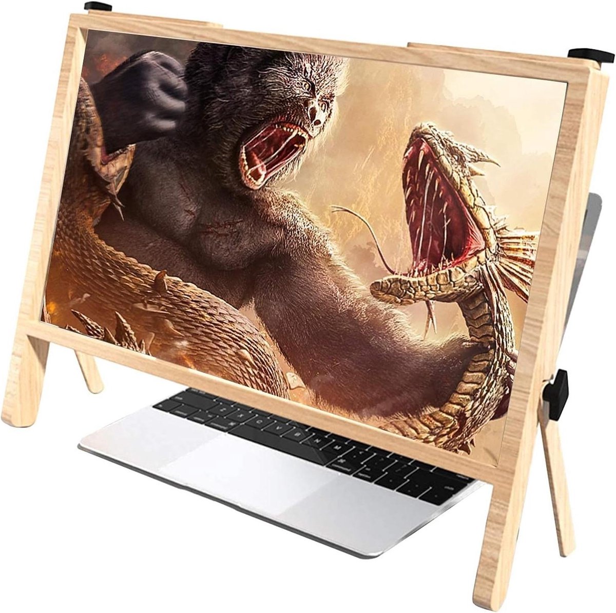 Schermvergroter HD 3D - Projectiescherm Vergrootglas - Oogcomfort Vergroten - HD Optische Zoom - 21 Inch Scherm - Lichtbruin