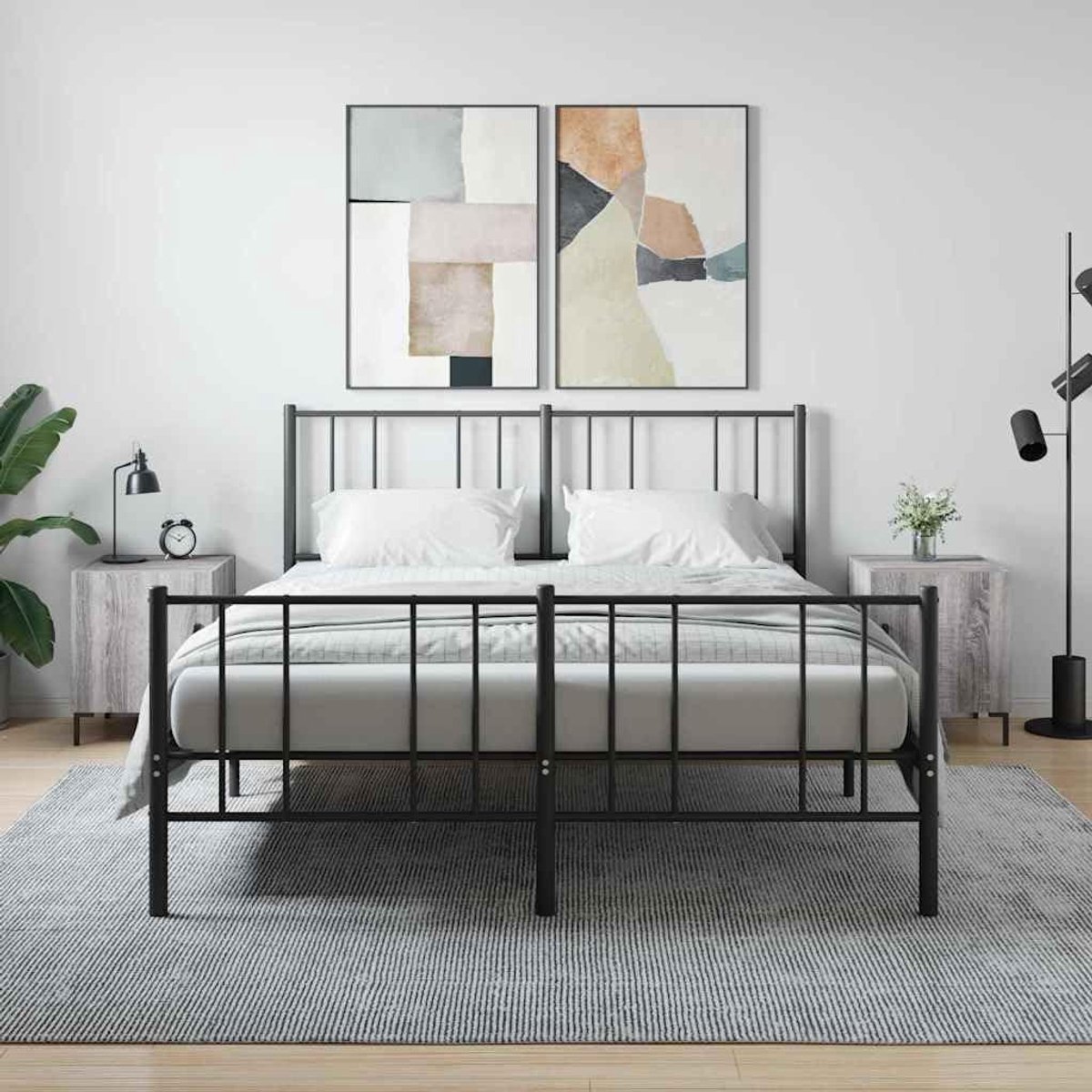 Nachtkastjes 2 STK - Sidetables Slaapkamer - Opbergen en Decoreren - Praktische Deur - 40x40x50 cm - Grijs Sonoma