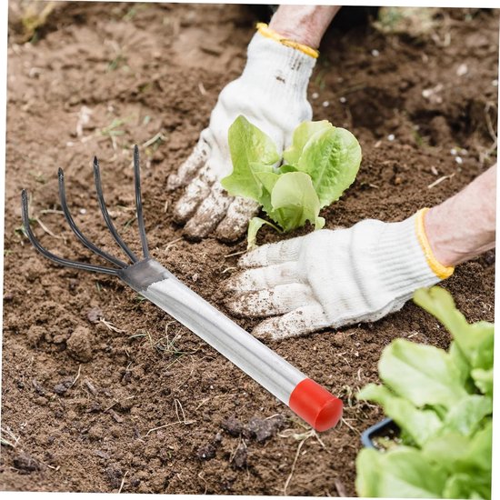 Tuinhark 4-tanden - Grondhark Losmaken - Tuinieren Grond Bewerken - Zwaar Staal Vier Tanden - 506 Gram - Diverse Kleur — afbeelding 3