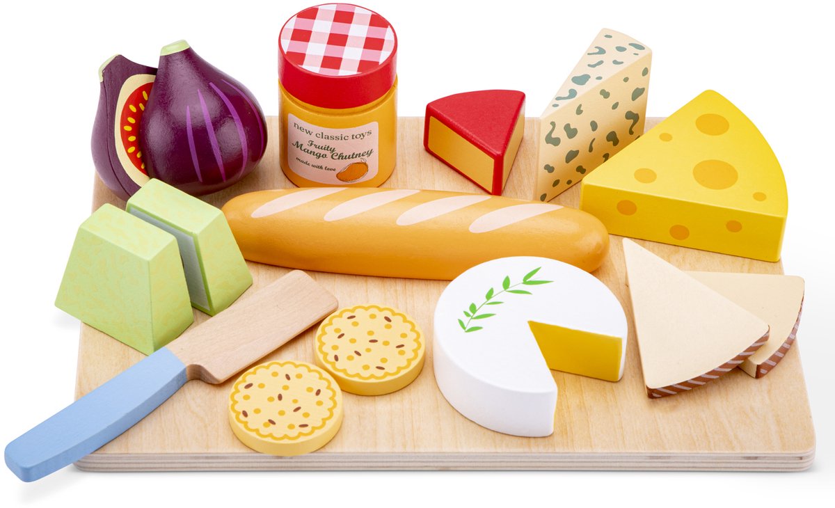 Woet® Houten Speelgoed Kaasplankje - Speelset Snijplank, Kaasj, Brood, Vijg & Crackers - FSC - Educatief Speelgoedeten - Snijset Rollenspel Keukenspeelgoed - Vanaf 2 Jaar — afbeelding 3