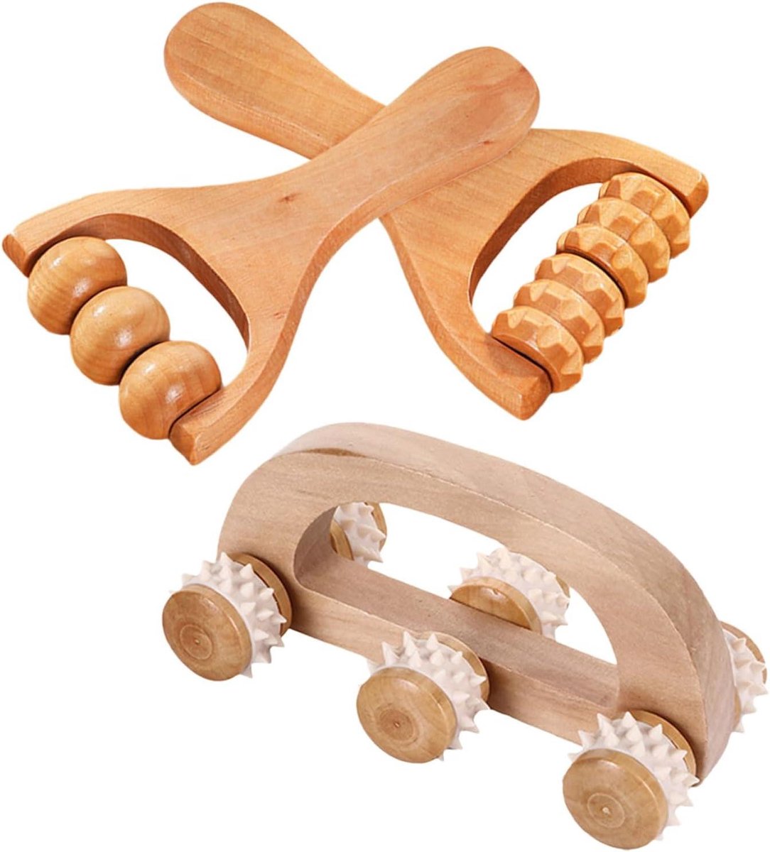 Massage Roller Set - Houten Massager - Spierontspanning Bevorderen - Duurzaam Hout Materiaal - 3 Stuks - Niet gespecificeerd