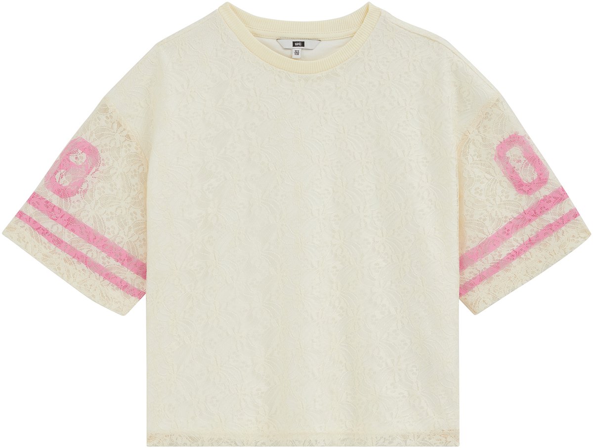 WE Fashion Meisjes oversized jersey T-shirt van kant