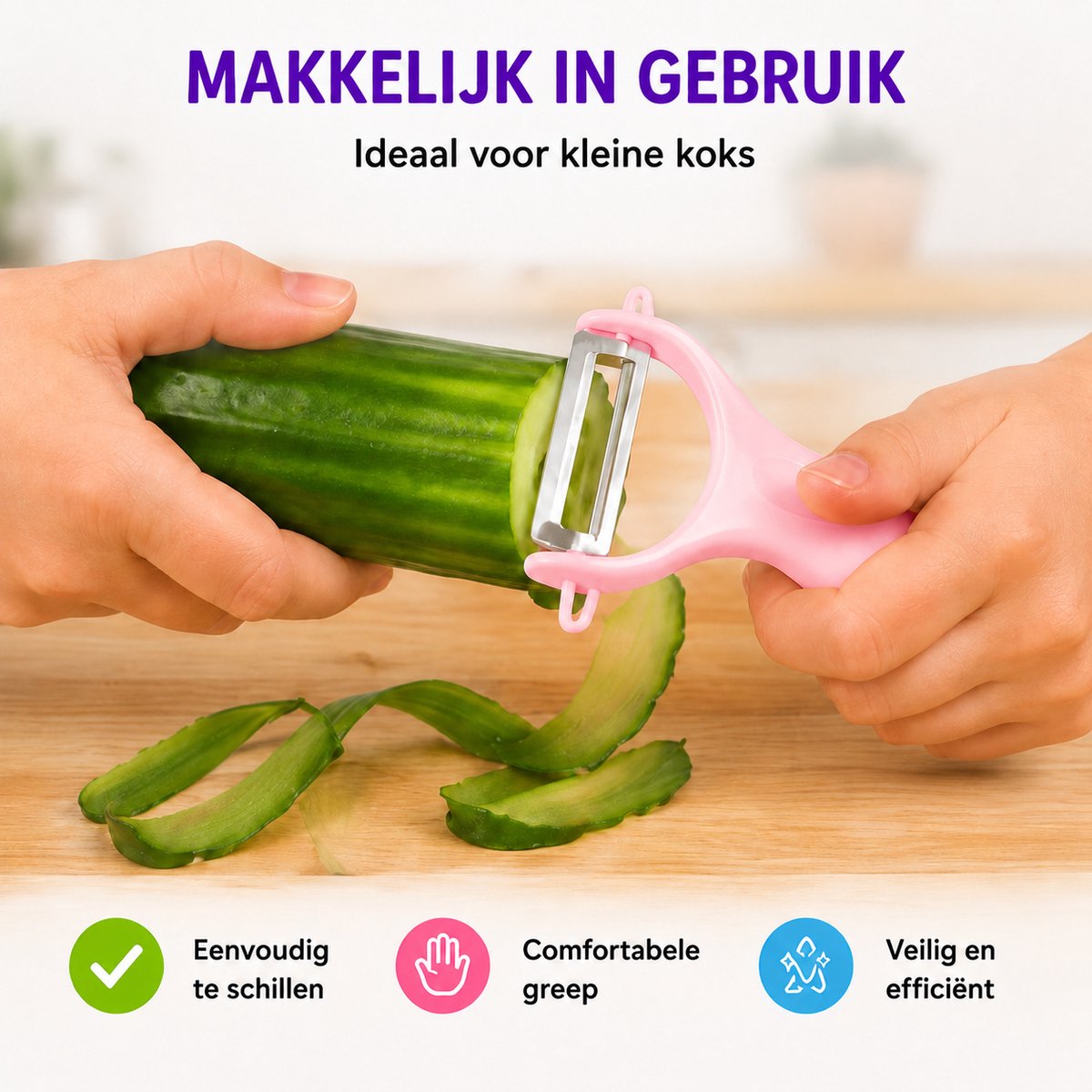 Joybelli® Kinderkeuken Set 14-delig | Kindermessen | Snijplank | Dunschiller | Uitsteekvormpjes | Veilig Kookgerei voor Kinderen — afbeelding 5