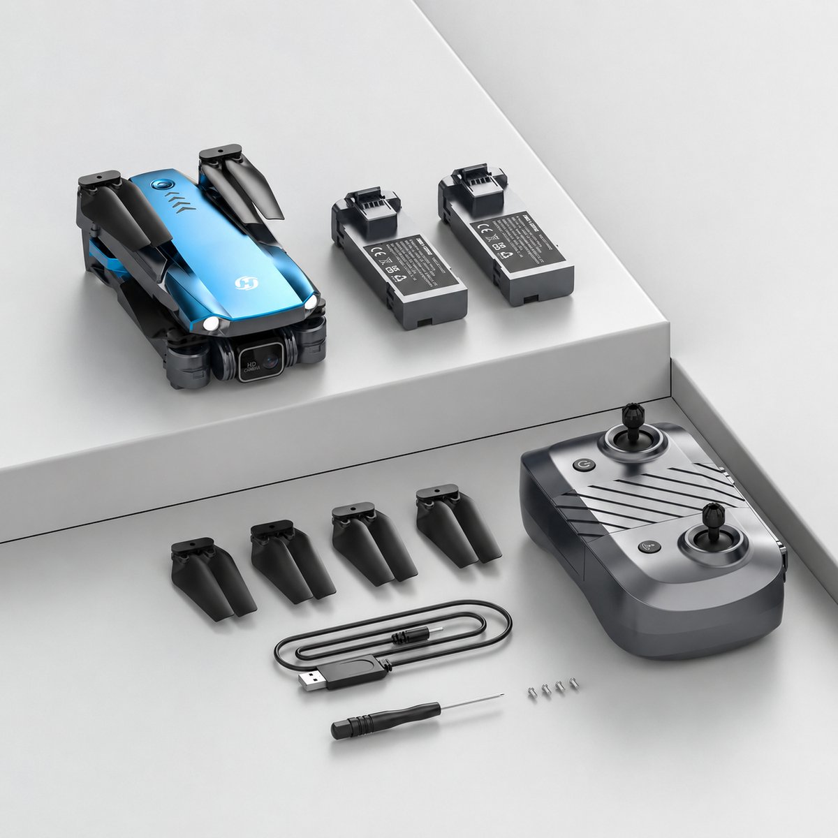 HS290 Drone met Camera - Blauw - inc 2 Accu's – foto 3