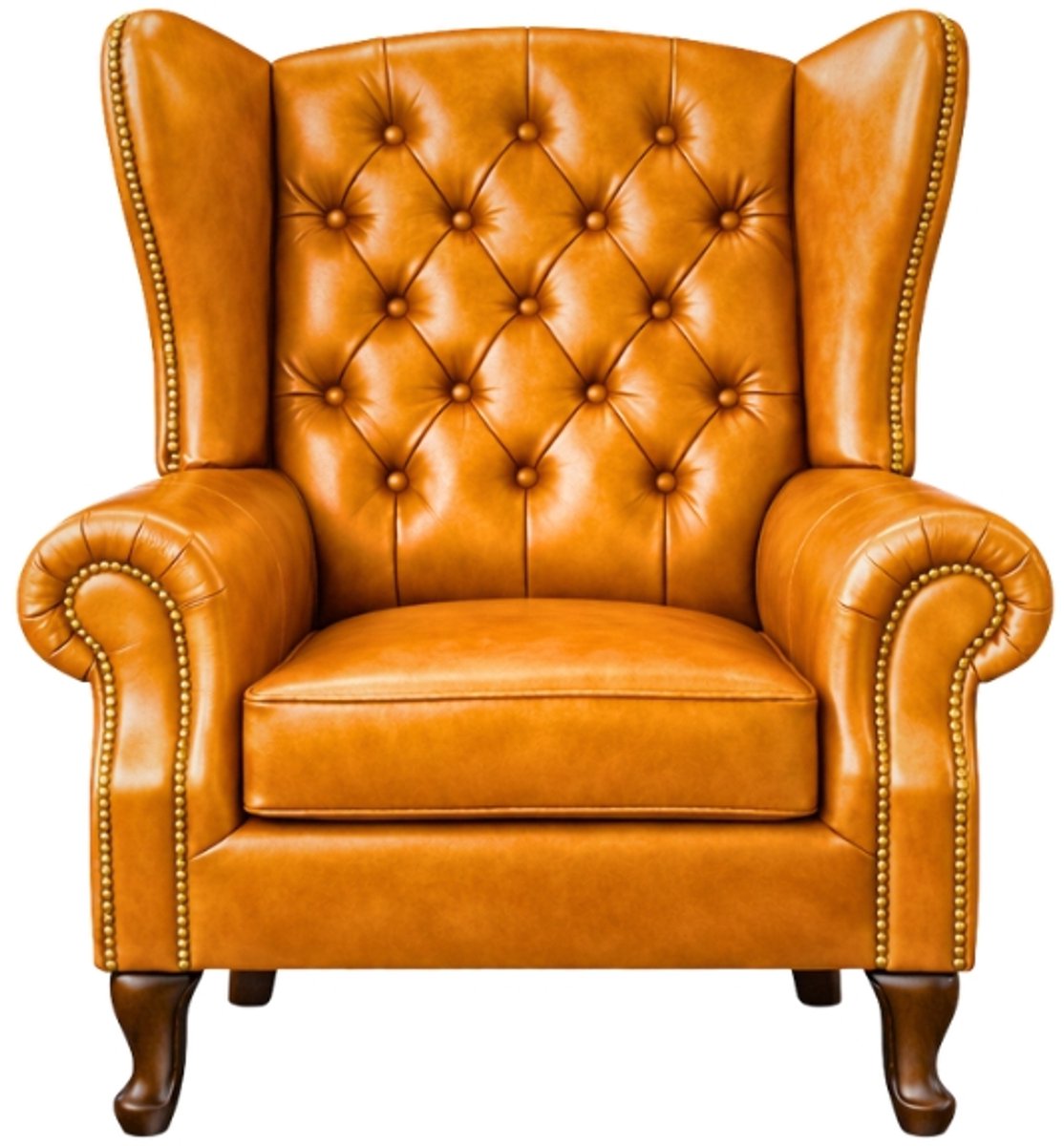 Chesterfield Wing Chair Cognac - Fauteuil - Stoel - Oor Fauteuil - Leer