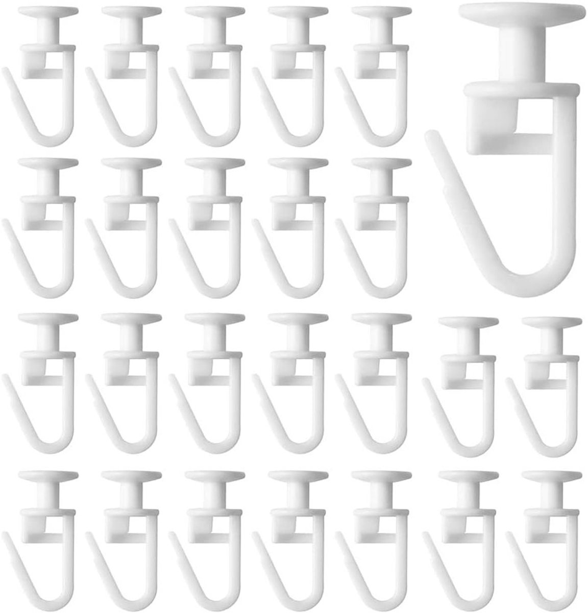 100 Stuks Witte Gordijnhaken, Plastic Glijders voor Gordijnen, Geschikt voor Plafondrails,