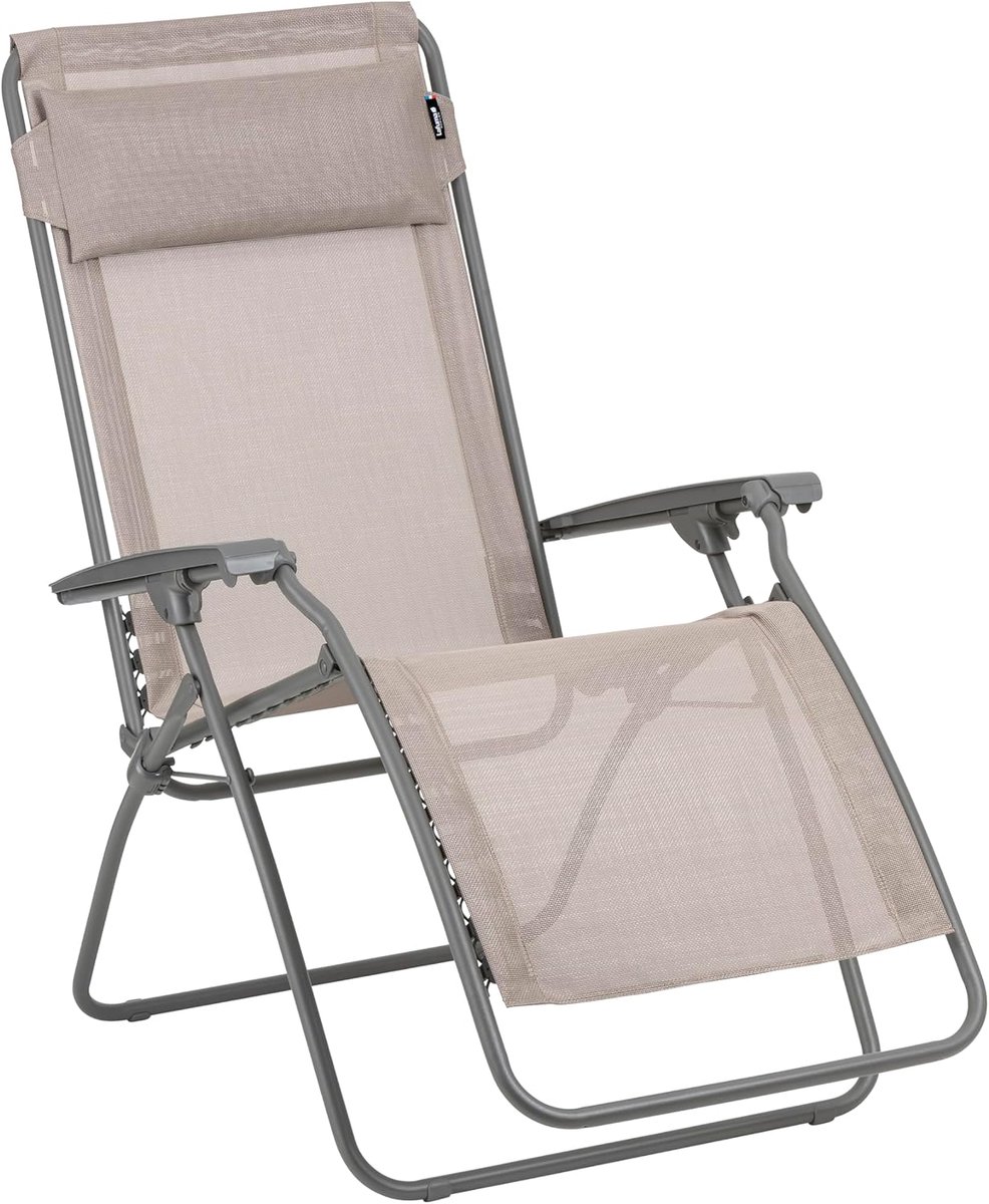 Luxe Verstelbare en Opklapbare Tuinstoel met Duurzame Batyline® Stof – Ergonomische Ligstoel voor Terras, Camping en Tuin – 88 x 67 x 114 cm