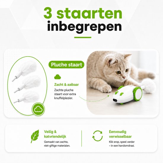 3 staarten inbegrepen: zachte pluche staart voor extra knuffelplezier.