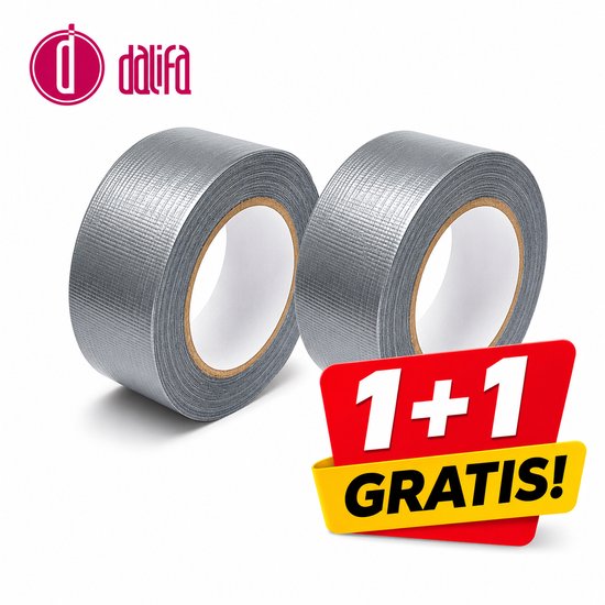 Dalifa Duct Tape Grijs – 2 Stuks – 50 mm x 50 m – Extra Sterk – Duck Tape - Waterbestendig – Plakband – Voor Reparaties – 1+1 Gratis