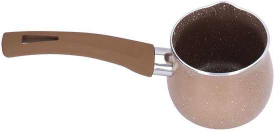 MTTproducts- Melkpan Anti-aanbaklaag - Mini Steelpan - Ergonomische Handgreep - Aluminium - 8 cm Diameter - Geschikt voor Koffie en Jus - Koffiepot