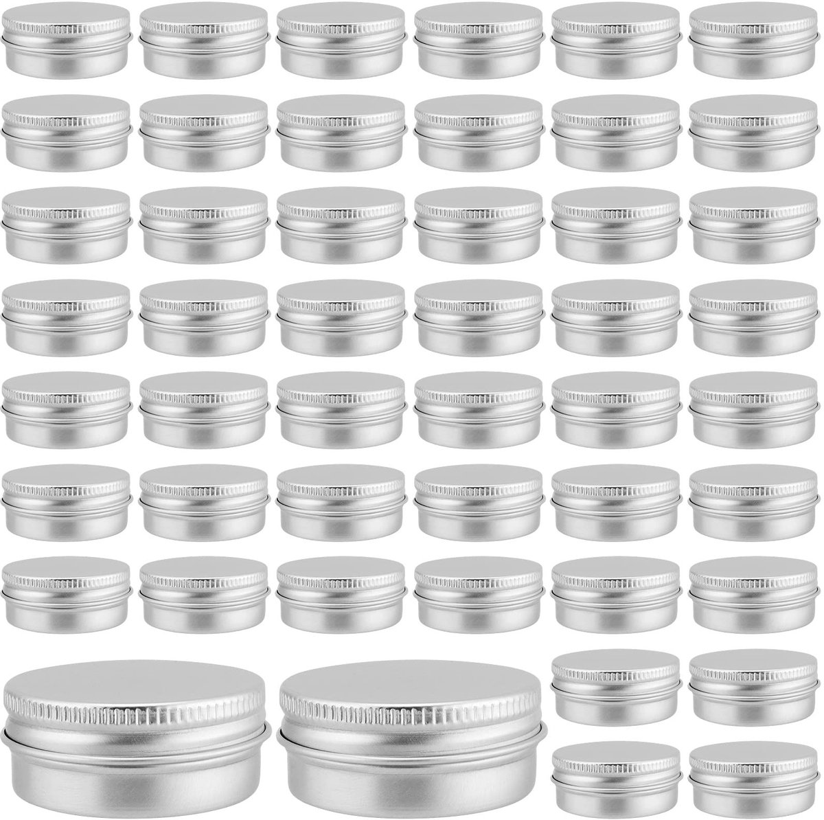 Cosensi- Aluminium Tin - 48 Stuks - Lichtgewicht - Ronde Blikjes - Schroefdeksel - Voor Lippenbalsem/Candles - Tin Containers