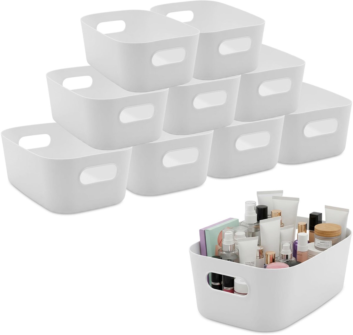 NTH products- Organizerbox set van 10 - kunststof - 24,5 x 17 x 10 cm - opbergdoos - kastorganizer - met handgrepen - multifunctionele opberghulp - Opbergdozen