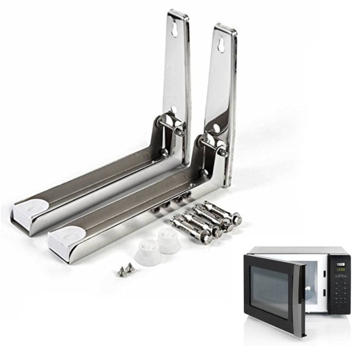 MTTproducts- Magnetronhouder - Verstelbare/Opvouwbare Beugel - Roestvrij Staal - Stabiliteit - Maximaal 35 kg - Keukenaccessoires - Keukenrek