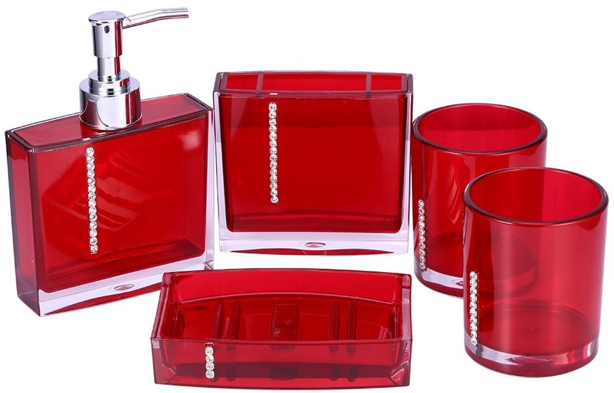 Cosensi- Badkameraccessoires Set 5 Stuk - Lotion Dispenser - Zeepbakje - Tandenborstelhouder - Tandenborstelbekers - Badkamerdecoratie - Badkamer Set