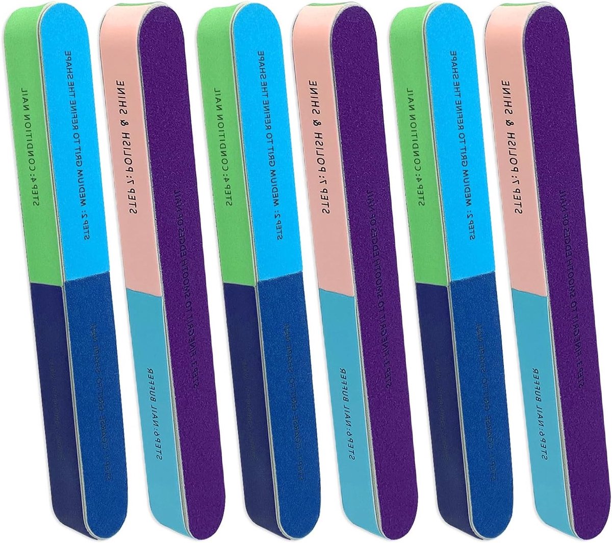 Nagelpolijster set - Nagelvijlen buffers - Nagels verzorgen - 4-zijdig ontwerp - 6 stuks - Grijs