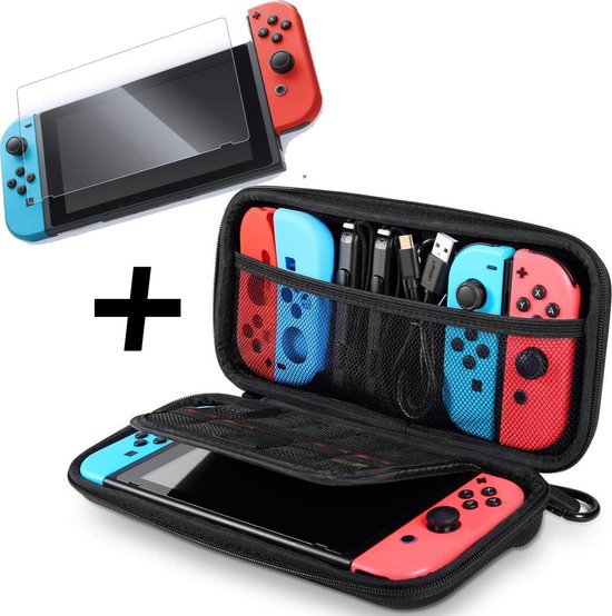 Case geschikt voor Nintendo Switch - Screenprotector geschikt voor Nintendo Switch - Accessoires geschikt voor Nintendo Switch Console Screen Protector Glas + Case