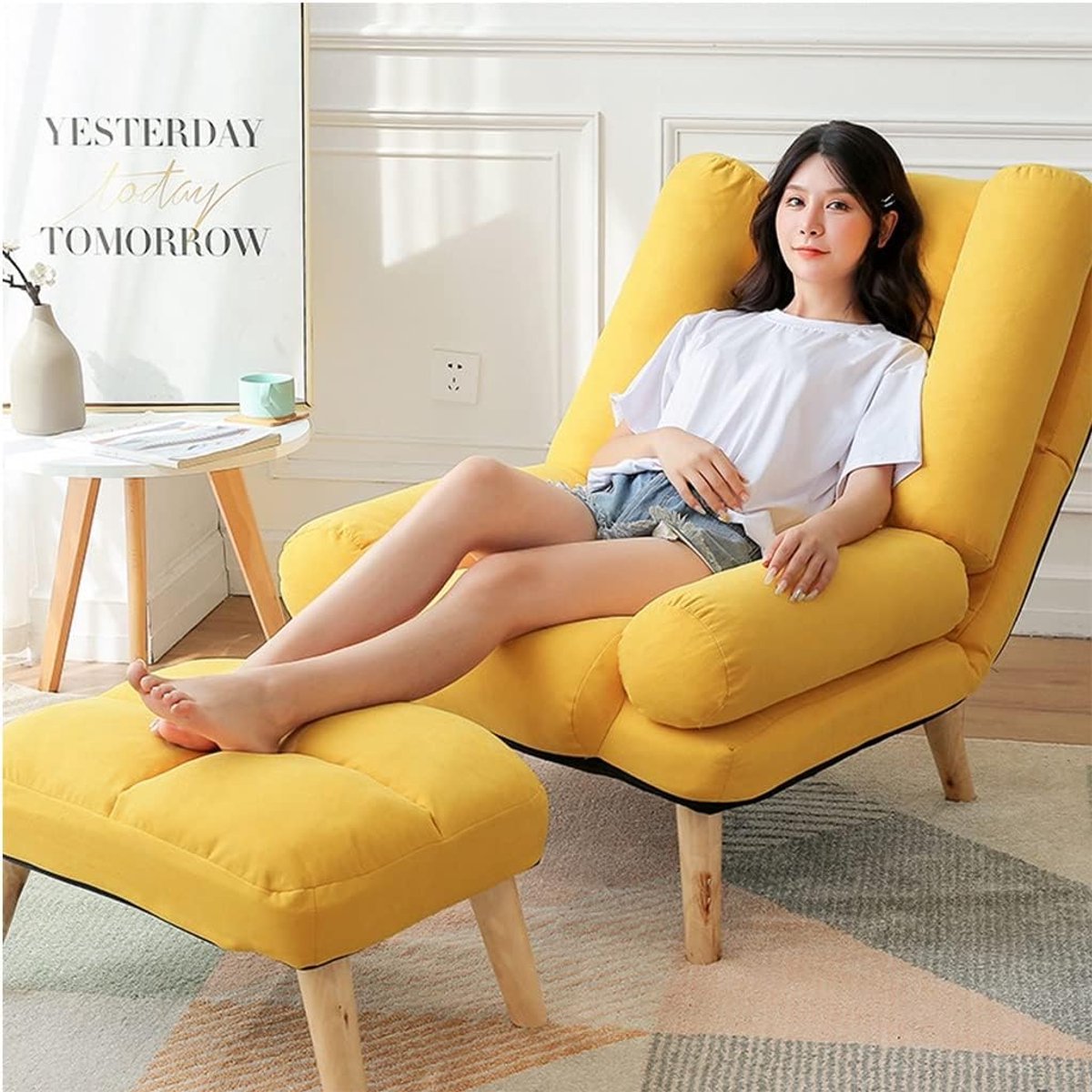 Relaxfauteuil met Voetenbank Ergonomisch Verstelbaar – Luxe Loungestoel met Armleuningen v